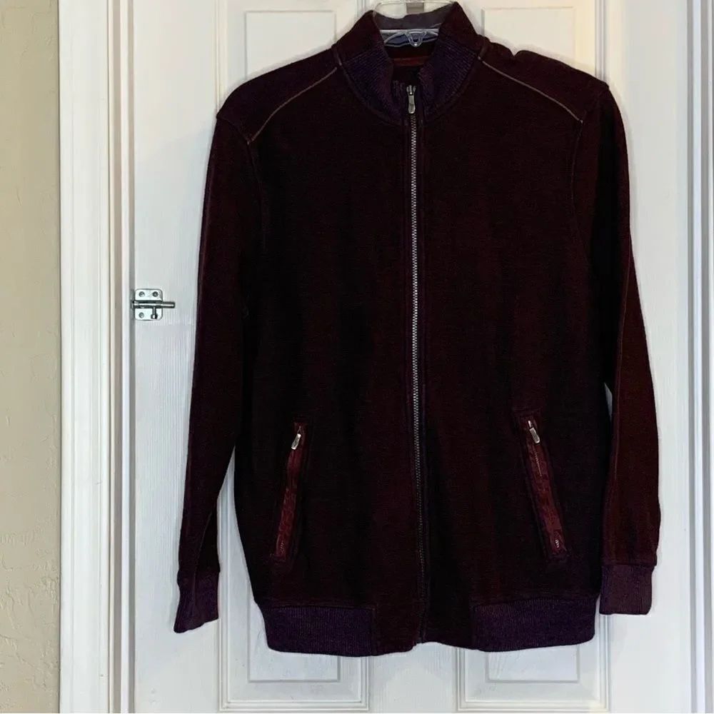 Tommy Bahama Men’s Burgundy Long Sleeve Full Zip Mock Collar Sweatshirt Size M